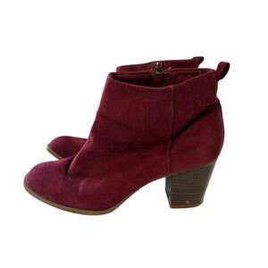 Old Navy Ankle Boots Oxblood Deep Red Zipper Faux Leather Booties Chunky Heel 7